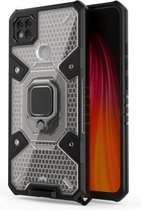 Voor Geschikt voor Xiaomi Redmi 9C Space PC + TPU-ringhouder beschermhoes (grijs)