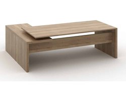 Directiebureau model hoekbureau Chief 230x172cm links Halifax Eiken met glazen topblad