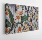 Onlinecanvas - Schilderij - Textile Flowers Art Horizontal Horizontal - Multicolor - 75 X 115 Cm