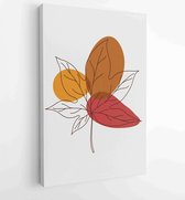 Foliage line art drawing with abstract shape. Abstract Plant Art design for print, cover, wallpaper, Minimal and natural wall art. Vector illustration. 3 - Moderne schilderijen – V