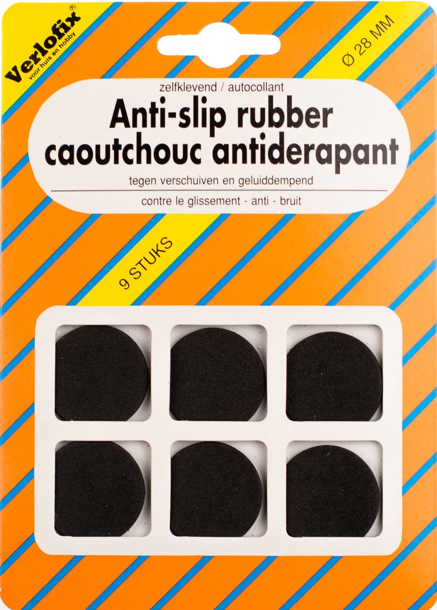 Verlofix Anti-slip Rubber Zelfklevend Diam.28 Mm Zwart 9stuks