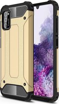 Samsung Galaxy A02s Hoesje - Mobigear - Outdoor Serie - Hard Kunststof Backcover - Goud - Hoesje Geschikt Voor Samsung Galaxy A02s