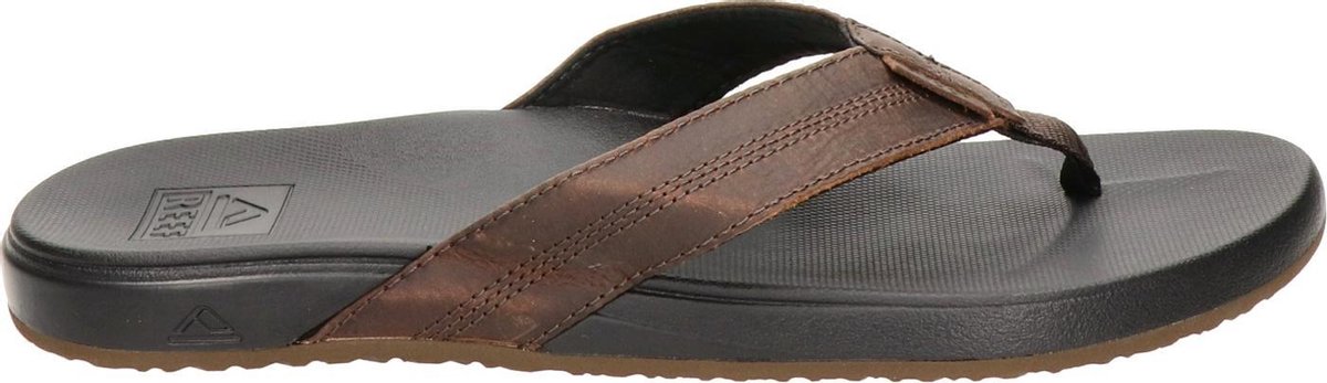Reef Cushion Phantom Leather Heren Slippers - Black/Brown - Maat 43