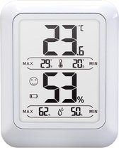 Smartzo PT19DE - Hygrometer Digitaal - Voor binnen - Incl. vochtigheidsmeter - Wit - Incl. AAA-batterij
