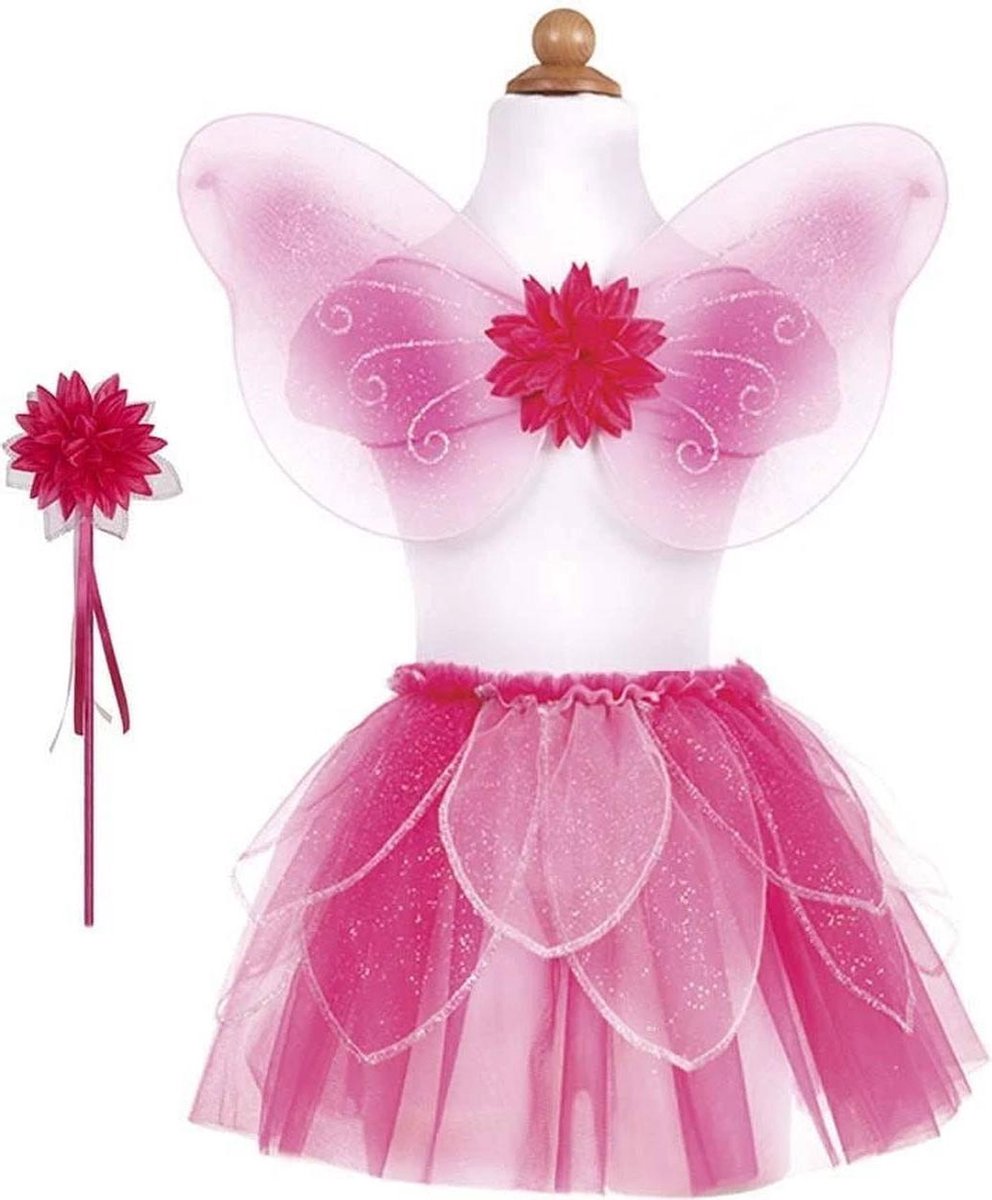 Great Pretenders - Fancy Flutter Skirt/Wings & Wand Set fuchsia