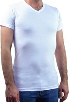 2 PackDuurzaam t-shirt - V hals - 100% Katoen - Wit - Maat XXL