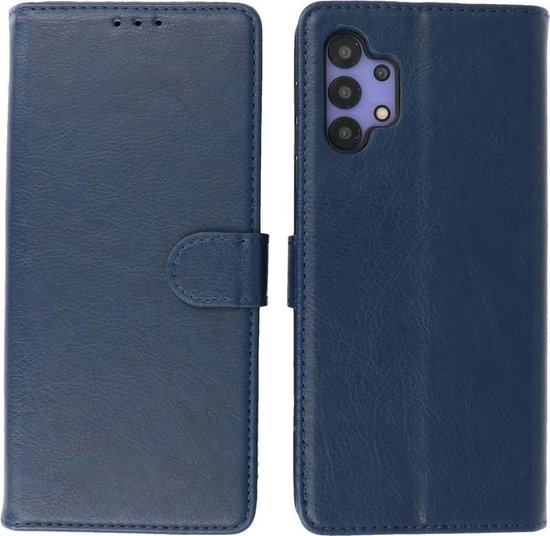 Samsung Galaxy A32 4G Hoesje - Book Case Telefoonhoesje - Kaarthouder Portemonnee Hoesje - Wallet Cases - Geschikt voor Samsung Galaxy A32 4G - Navy