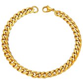 Fako Bijoux® - Schakelarmband Gourmet - Cuban Link - Staal - RVS - 7mm - 20cm - Goudkleurig