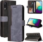 Voor Samsung Galaxy A02/M02 EU-versie Zakelijke stiksels-kleur Horizontale Flip PU-lederen hoes met houder en kaartsleuven en fotolijst (grijs)