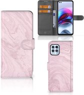 GSM Hoesje Motorola Moto G100 Flip Case Marble Pink