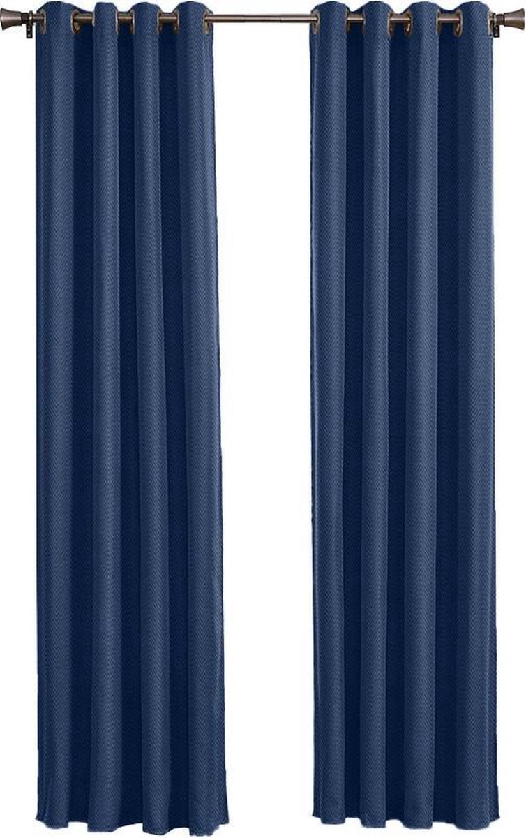 Larson - Luxe hotel blackout gordijn - met ringen - 3m x 2.5m - Donkerblauw