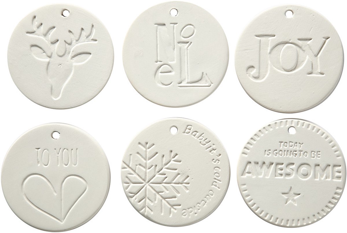 Ornamenten om te hangen, afm 7x7 cm, dikte 0,6 cm, wit, 24 stuk/ 1 doos