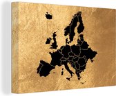 Tableau Peinture Kaart Europa - Zwart - Or - 30x20 cm - Décoration murale