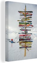 Canvas Schilderij Tirol - Ski - Sneeuw - 20x30 cm - Wanddecoratie