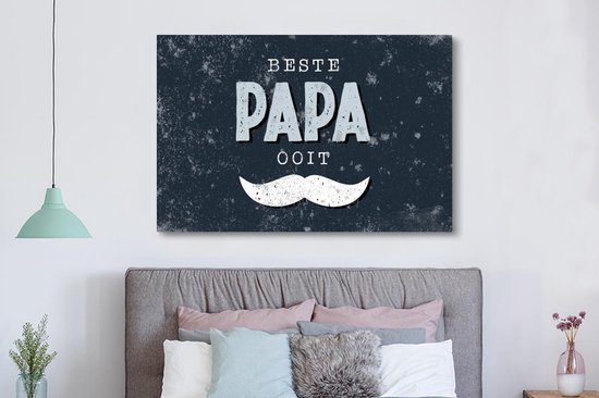 Tableau sur toile Citations - Vaderdag - Cadeau pour homme - Meilleur papa de tous les temps - Dictons - 180x120 cm - Décoration murale XXL - Cadeau Vaderdag - Cadeau - Cadeau pour lui - Astuce - Hommes