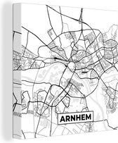 Peintures sur toile - Carte - Arnhem - Zwart - Wit - 20x20 cm - Décoration murale