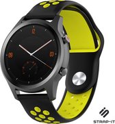 Siliconen Smartwatch bandje - Geschikt voor  Garmin Vivomove HR sport band - zwart/geel - Strap-it Horlogeband / Polsband / Armband