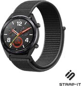 Nylon Smartwatch bandje - Geschikt voor  Huawei Watch GT / GT 2 nylon bandje - zwart - 46mm - Strap-it Horlogeband / Polsband / Armband