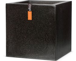 Capi Europe - Bloempot vierkant Terrazzo - 20x20 - Zwart - Bloempot voor buiten - FIT901