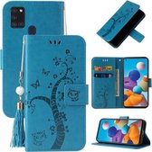 Voor Samsung Galaxy M31 Reliëf Lucky Tree Horizontale Flip Lederen Case met Houder & Kaartsleuf & Portemonnee & Lanyard (Blauw)