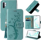 Voor Samsung Galaxy Note10+ Reliëf Lucky Tree Horizontale Flip Lederen Case met Houder & Kaartsleuf & Portemonnee & Lanyard (Groen)
