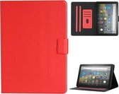 Voor Amazon Fire HD 10 (2021) Pure Color Horizontale Flip Leather Case met Kaartsleuven & Houder & Slaap / Wake-up Functie (Rood)
