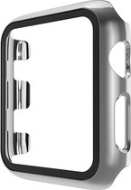 Hoesje geschikt voor Apple Watch 42MM - Bumper hoesje - Screenprotector - TPU - Zilver