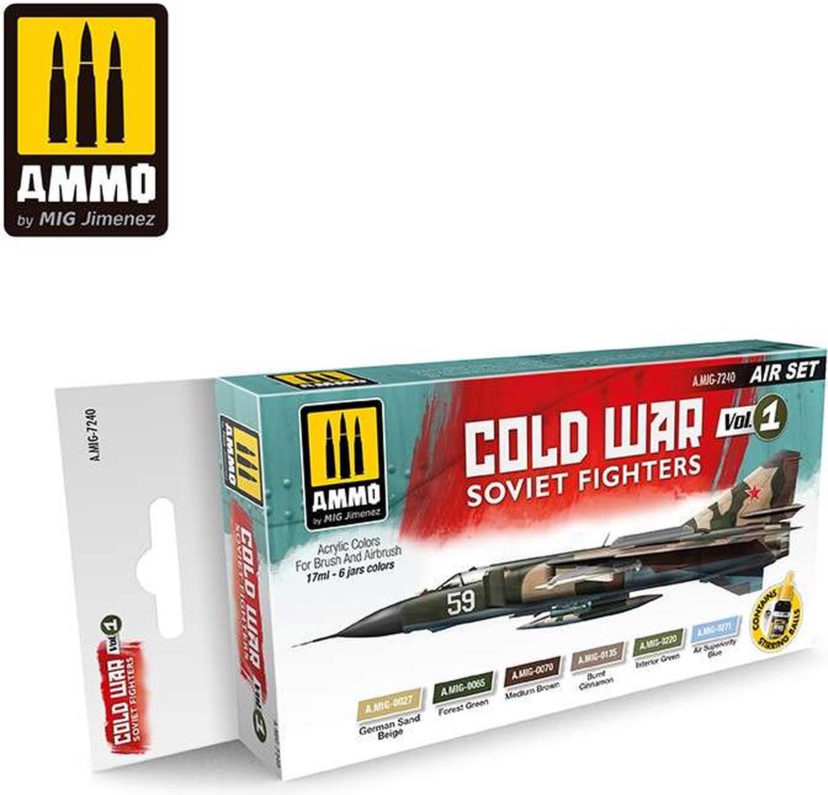 AMMO MIG 7240 Cold War Vol1 Soviet Fighters - Acryl Set Verf set