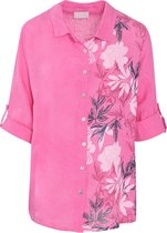 Cassis - Female - Linnen blouse met een bloemenmotief  - Fushia