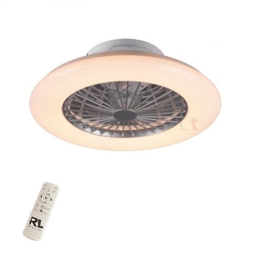 Witte plafondventilator met verlichting en afstandsbediening