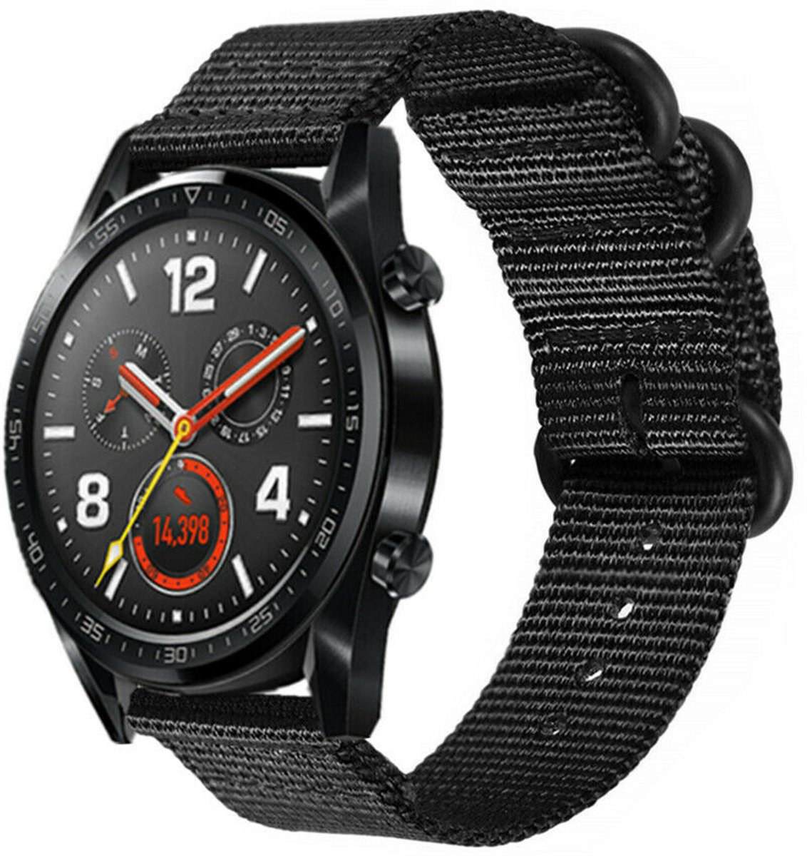 Geschikt voor Huawei Watch GT nylon gesp band - zwart - 42mm