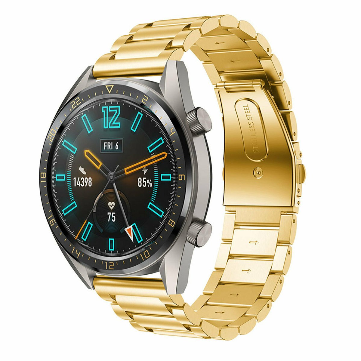 geschikt voor Huawei Watch GT stalen bandje - goud - 46mm