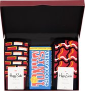 Happy Chocolade cadeauset; Puur rood - wit en blauw - Unisex - Maat: 41-46