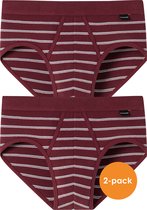 SCHIESSER Original Classics sportslips (2-pack) - Feinripp met gulp - bordeaux rood gestreept - Maat: M