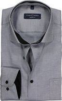 CASA MODA modern fit overhemd - zwart met grijs en wit structuur (contrast) - Strijkvriendelijk - Boordmaat: 42