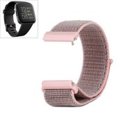 Voor Fitbit Versa / Versa 2 nylon horlogeband met klittenband (roze)
