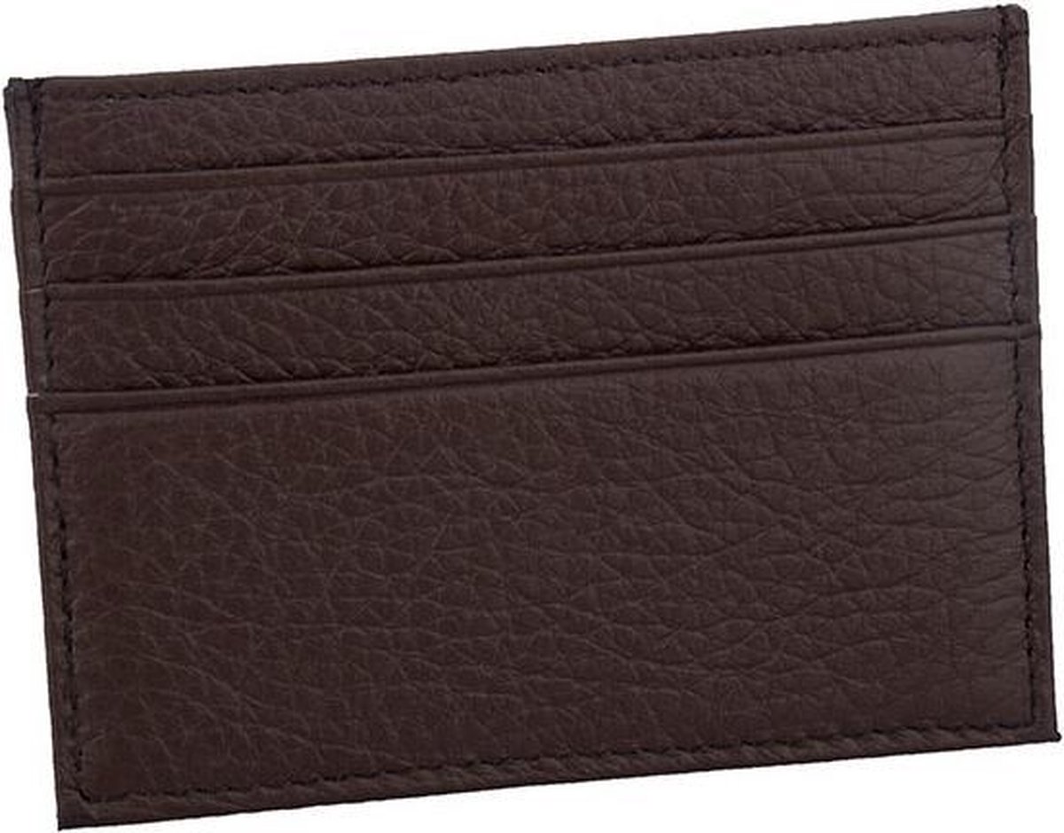 Pasjeshouder Leer met Mooie Stiksels - Donker Bruin - 7 Pasjes - Portemonnee Heren Dames - Papa Cadeau Voor Mannen - Vaderdag