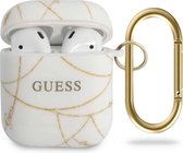 Guess AirPods 1 en 2 hoesje - Goud Chain Collection - Wit