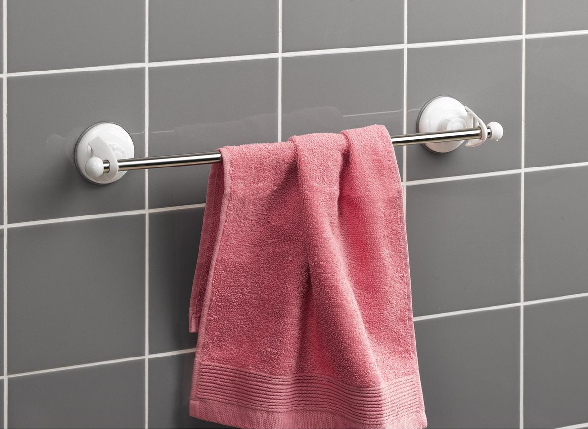 Ophangstang voor handdoek met zuignap wit