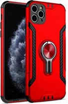 Metalen ringhouder 360 graden roterende TPU + pc beschermhoes voor iPhone 12 Pro Max (rood)