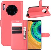 Voor Huawei Mate 30 Pro Litchi Texture Horizontale Flip Leren Case met Portemonnee & Houder & Kaartsleuven (Rood)