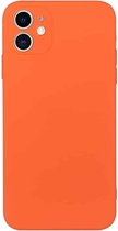 Rechte rand effen kleur TPU schokbestendig hoesje voor iPhone 12 (oranje)