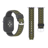 Voor Apple Watch Series 3 & 2 & 1 42mm Fashion Fishbone Pattern siliconen horlogebandje (zwart + geel)