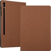 Voltage Stretch Fabric Texture Horizontaal Flip Leather Case voor Galaxy Tab S6 T860, met houder (bruin)