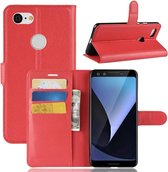Litchi Texture horizontale flip lederen tas voor Google Pixel 3, met portemonnee en houder en kaartsleuven (rood)