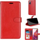 Voor Samsung Galaxy S20 FE 5G Pure Color Horizontale Flip PU lederen tas met houder & kaartsleuven & portemonnee & fotolijst (rood)