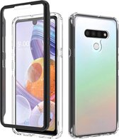 Voor LG Q Stylo 6 schokbestendig TPU-frame + doorzichtige pc-achterkant + PET-schermbeschermer aan de voorkant (zwart)