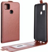 Voor Geschikt voor Xiaomi Redmi 9C R64 Textuur Enkele Verticale Flip lederen beschermhoes met kaartsleuven en fotolijst (bruin)