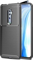 Beetle Series Carbon Fiber Texture Shockproof TPU Case voor oppo reno (Zoomversie) (Zwart)