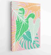 Summer tropical wall arts vector. Palm leaves, coconut leaf, monstera leaf, line arts 3 - Moderne schilderijen – Vertical – 1922510714 - 50*40 Vertical